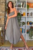 Arbi Gingham Shirring Bandeau Jumpsuit Hazelnut